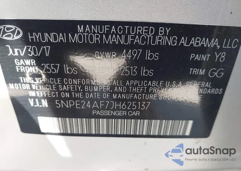 2018 Hyundai Sonata Se from USA, damaged, VIN 5NPE24AF7JH625137
